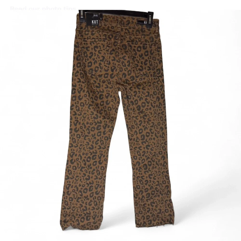 KUT From The Kloth Kelsey High Rise Ankle Flare Leopard Jeans – Size 00 – NWT - Picture 2 of 5